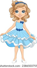 A cheerful girl in a princess dress ready for a party