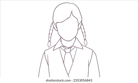 Cheerful Girl Ready for School, hand drawn style vector illustration