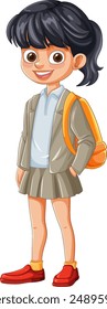 A cheerful girl in school uniform