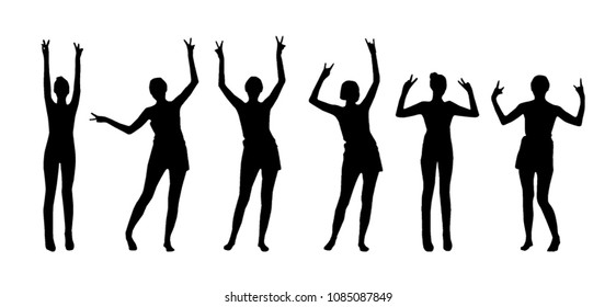 Cheerful Girl Silhouettes Stock Vector (Royalty Free) 1085087849 ...