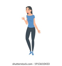 Fröhliche Girl-Talking und -Gesten, junge Frauen Chatting oder Sharing Impressions Cartoon Style Vektorgrafik