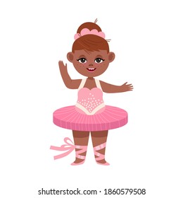 Cheerful Girl in Tutu Skirt Depicting Ballerina Profession Vector Illustration