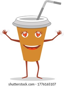 
A cheerful glass of fast food with a smile on his face.