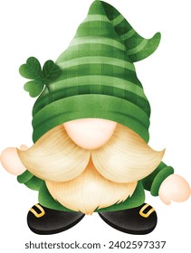 cheerful gnome dressed for St. Patrick's Day, Cute gnome for St Patrick