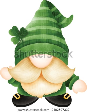 cheerful gnome dressed for St. Patrick's Day, Cute gnome for St Patrick