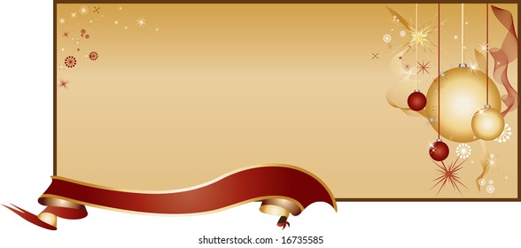 Cheerful Golden Background Pattern with Toys, Ornaments and Ribbon