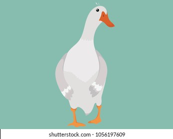 Cheerful goose on a green background