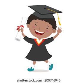 Cheerful graduation boy. Little graduate boy holding certificate with cheerful smile.
