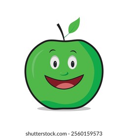 Cheerful Green Apple Cartoon Illustration