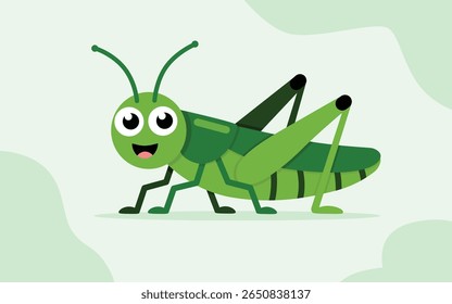 Animação verde alegre personagem gafanhoto