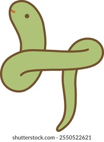 A cheerful green "mi" with a serpentine shape