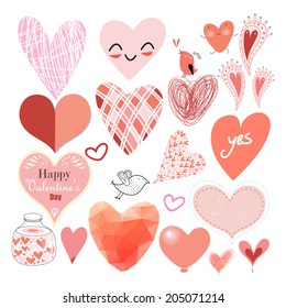 Cheerful greeting heart set on a white background 