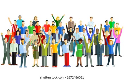 Cheerful Group People Community Vector Illustration Stock Vector ...