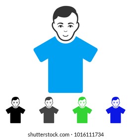 Cheerful Guy vector icon. Vector illustration style is a flat iconic guy symbol with grey, black, blue, green color variants. Human face has positive sentiment.