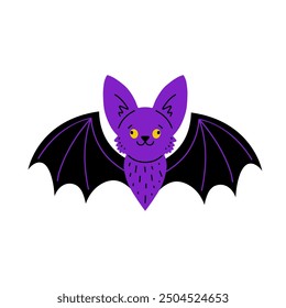  Cheerful Halloween bat   on  white background.