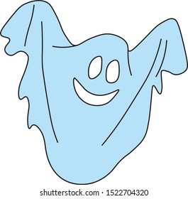 Cheerful Halloween ghost who smiles