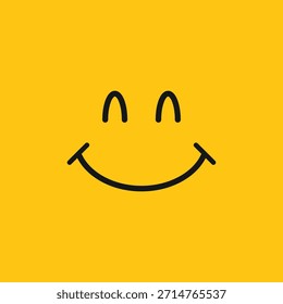 Vector de cara de sonrisa dibujado a mano alegre en amarillo soleado. Ideal para la amistad, la empatía y los conceptos lúdicos