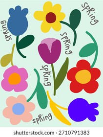 Cheerful Hand-Drawn Spring Flowers Collection