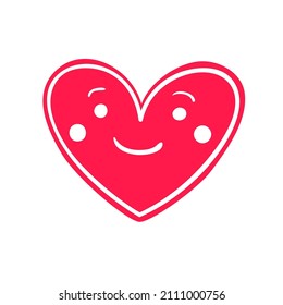 cheerful happy smiling face in the shape of a heart. vector image.
