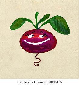 Cheerful and happy vegetable root beets