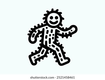 Cheerful and happy Yeti. Cute yeti monster, funny character. Snowman illustration. This vector illustration depicts fun flat scene with cartoon Yeti. Pictogram; logotype; symbol; icon, emblem, sign