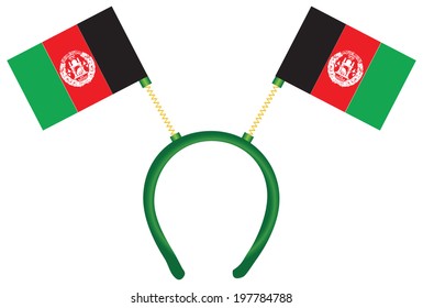 Cheerful headdress for the holiday with a flag of Afghanistan. Vector illustration.
