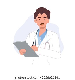 cheerful Healthcare Professional male doctor Writing a Patient Report
