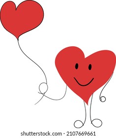 cheerful heart with a balloon design element