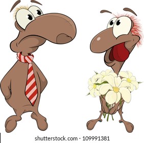Cheerful hedgehogs cartoon