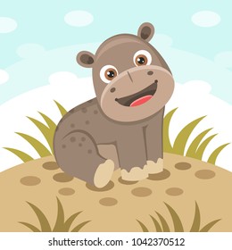 Cheerful hippo character