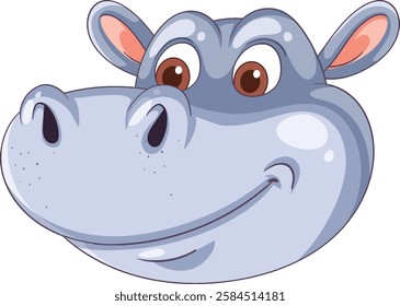 A cheerful hippo with a friendly expression