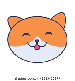 Alegre gato rojo de casa cerró sus ojos en el placer. Cara de felino rojo satisfecha. Imagen para el diseño de tienda de mascotas o clínica veterinaria. Vector plano simple aislado en el fondo blanco