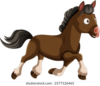 A cheerful horse in animated style