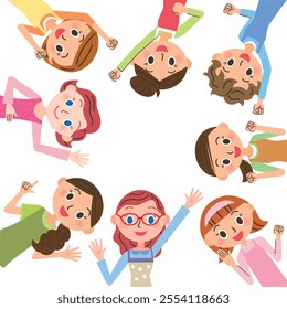 Cheerful housewives gathering in a circle