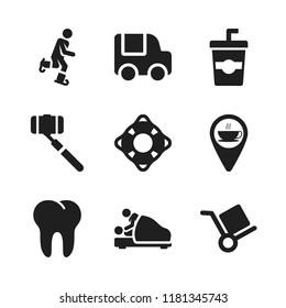 cheerful icon. 9 cheerful vector icons set. food truck, lifeguard and drink icons for web and design about cheerful theme