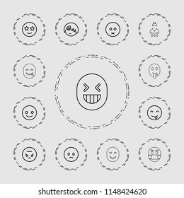 Cheerful icon. collection of 13 cheerful outline icons such as smiling emot, sad emot, happy emoji with star eyes, angry emoji. editable cheerful icons for web and mobile.