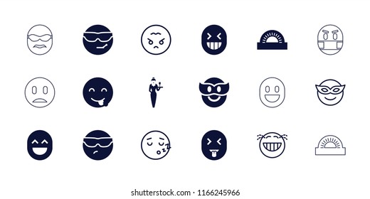 Cheerful icon. collection of 18 cheerful filled and outline icons such as cool emot in sunglasses, emot showing tongue. editable cheerful icons for web and mobile.