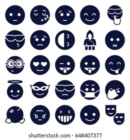 Cheerful icons set. set of 25 cheerful filled icons such as casino girl, smiling emot, laughing emot, emoji in mask, emoji showing tongue