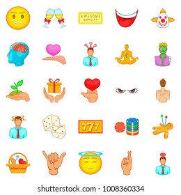 Cheerful icons set. Cartoon set of 25 cheerful vector icons for web isolated on white background