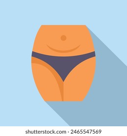 A cheerful illustration of a cartoon belly with a smile and bikini bottom