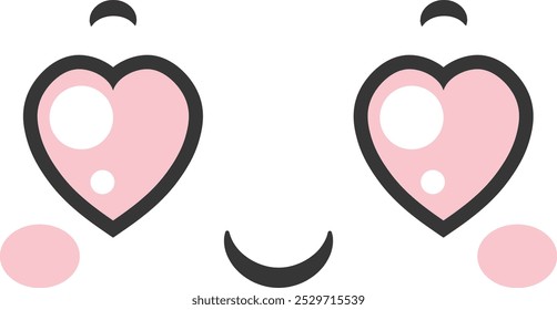 The cheerful illustration features a smiley face with heart shaped eyes rosy cheeks and a broad smile conveying happiness and warmth in a fun simple design.