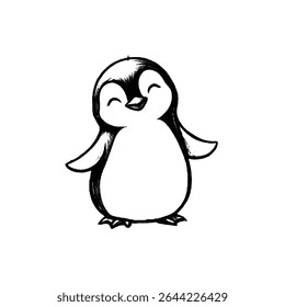 A cheerful illustration of a happy penguin, perfect for adding a touch of winter charm to your projects.