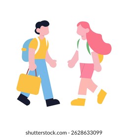 A cheerful illustration of two children walking, likely going to school.