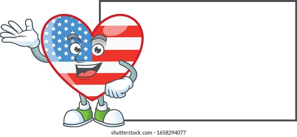 Cheerful independence day love mascot style design with whiteboard