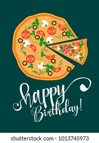 A cheerful invitation to a pizza party. Editable Image