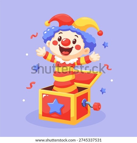 cheerful Jack in the box surprise for april fools day prank illustration