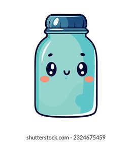 Cheerful jar design over white