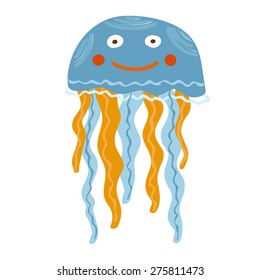 cheerful jellyfish illustration