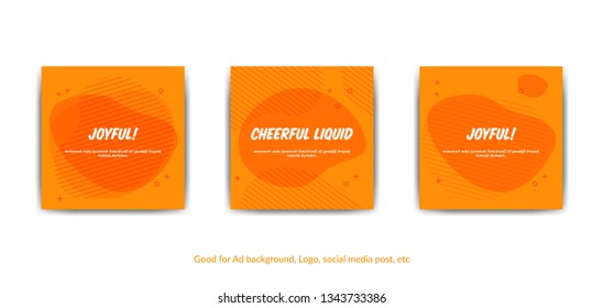 Cheerful joyful background. Set of vector orange memphis style background for covers, greeting card, social media post, poster, banner or flyer