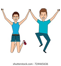 cheerful jumping couple avatars